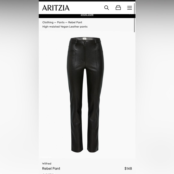 Aritzia Wilfred rebel leather pants. Never worn. Size 0. - Picture 1 of 4
